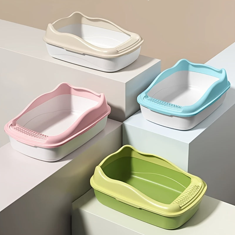 [1pc Oversized Cat Litter] Oversized Semi Enclosed 1pc Cat Litter Box, Anti Sand Small Kitten Litter Box