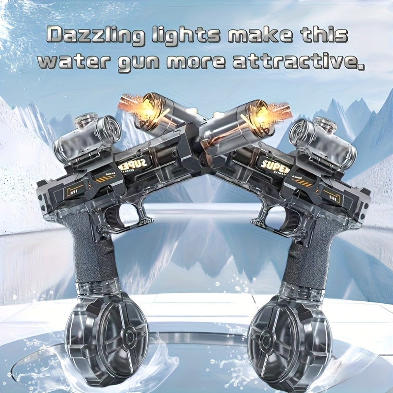 2025 Rapid Fire Super Soaker Electric Water Gun 2pcs - Upgraded High-Speed Pump, 314.96inch Range And LED Flash Mouth | Drum-Shaped Water Tank | Perfect for Pool Parties, Beach Battles, Family Fun - ViralGenius Store