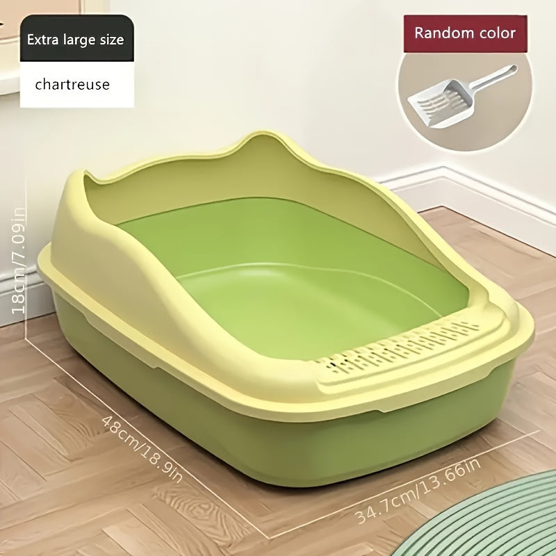 [1pc Oversized Cat Litter] Oversized Semi Enclosed 1pc Cat Litter Box, Anti Sand Small Kitten Litter Box