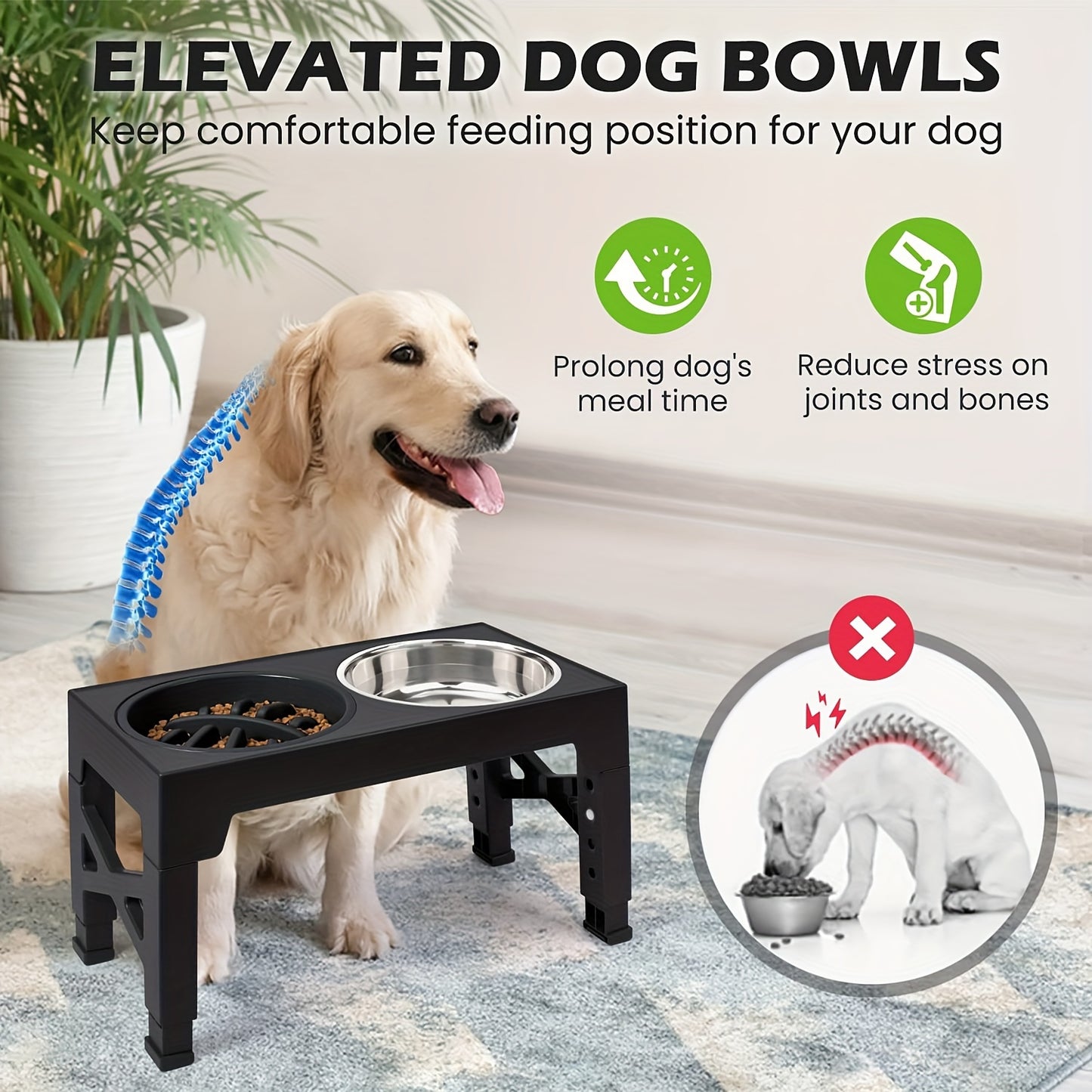 Elevated Dog Bowls Adjustable