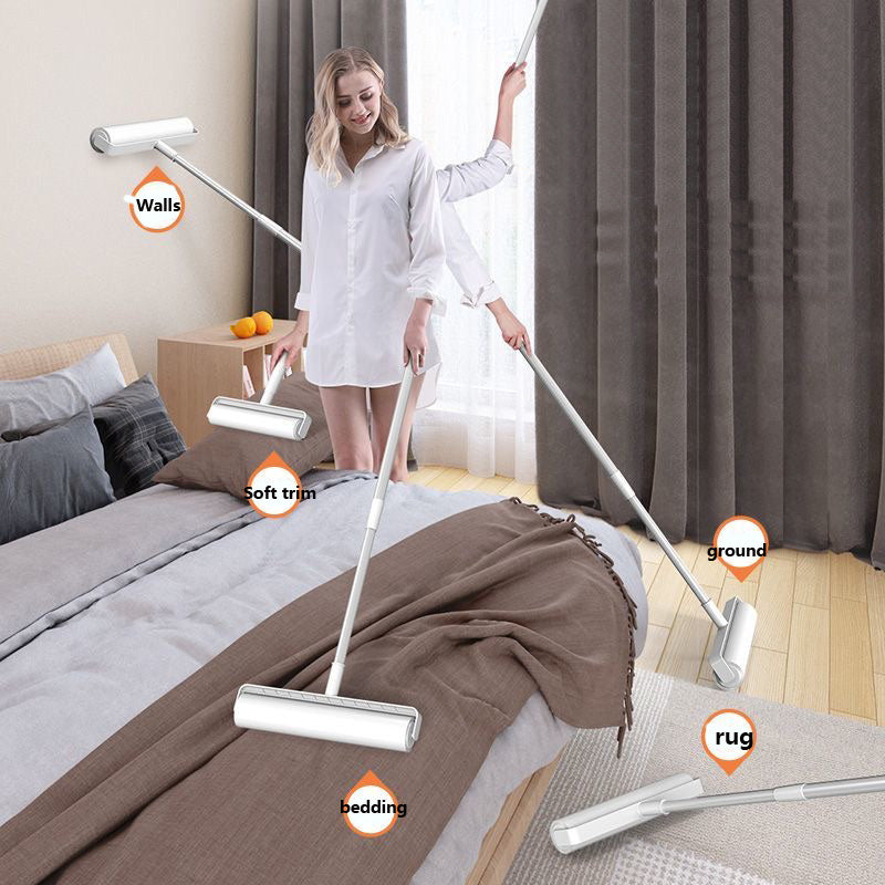 [Efficient Pet Hair Remover] 49" Adjustable Long Handle Pet Hair Removal Roller - Efficient Lint and Dust Cleaning Tool for Home, Sofa, and Pet Surfaces - White with Tear-Off Design