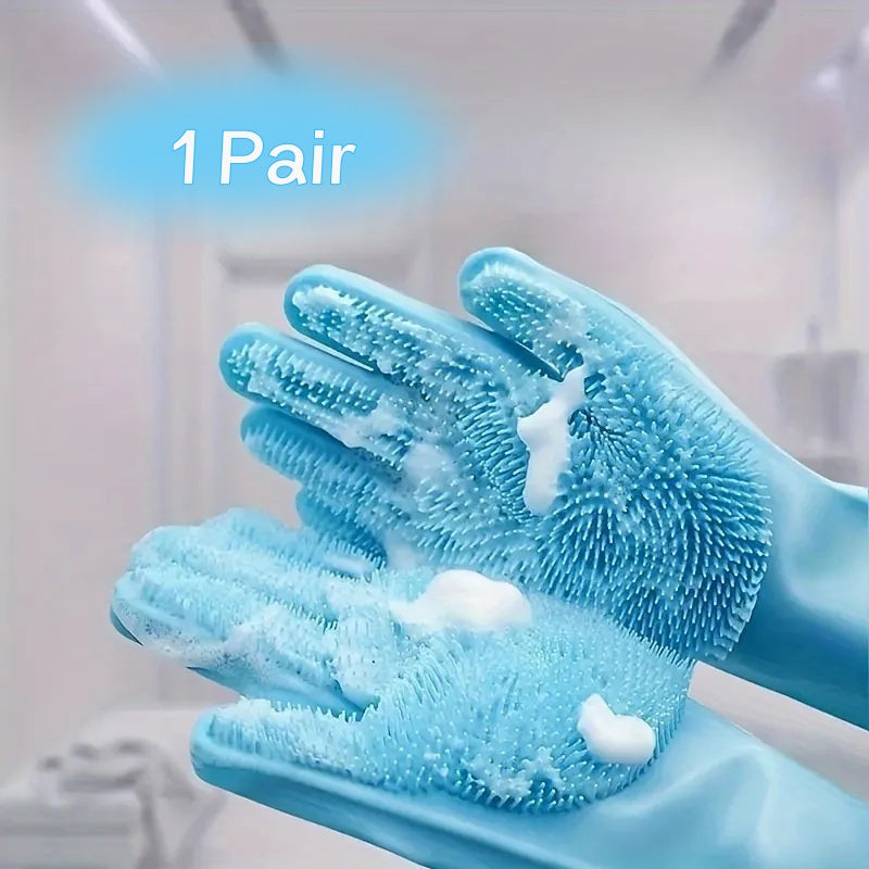 2-in-1 Pet Dog Bath Gloves, Pet Brush Silicone Bath Massage Brush, Dog Rubbing Bath Supplies