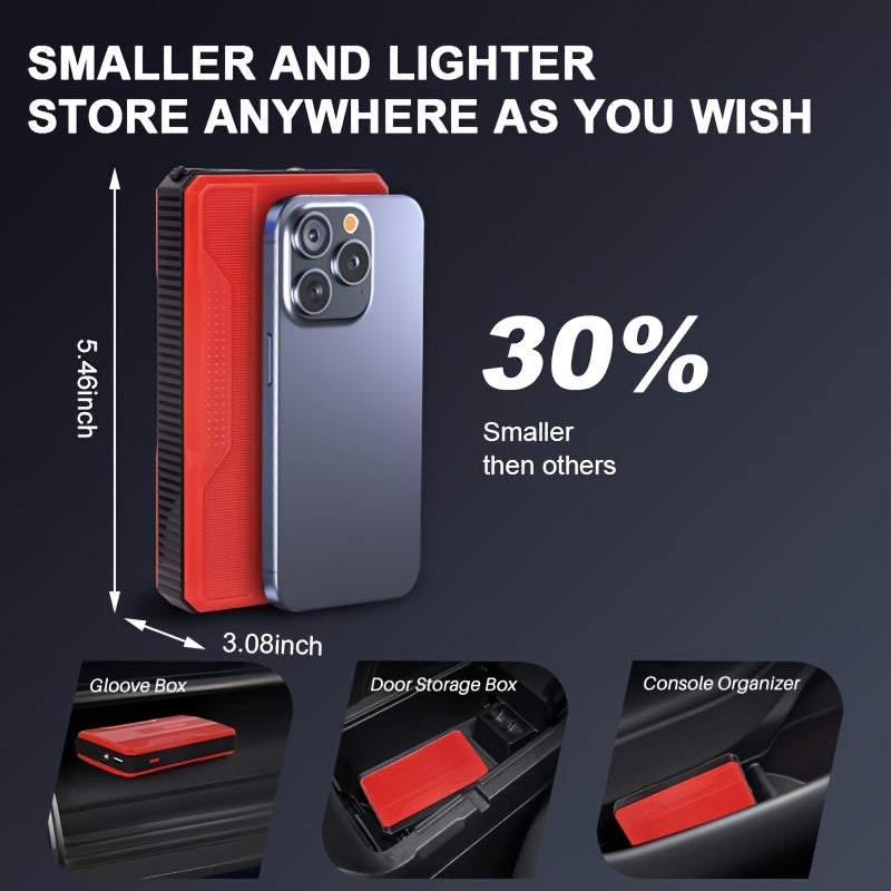 Portable Car Jump Starter Emergency Power Bank - 12V Battery Booster Charger for 1.59gal Gasoline And 1.32gal Diesel Engines - with Flashlight - for Cars, Motorcycles, SUVs - Safely Jump-Start A Dead Battery In Seconds, Carga - ViralGenius Store