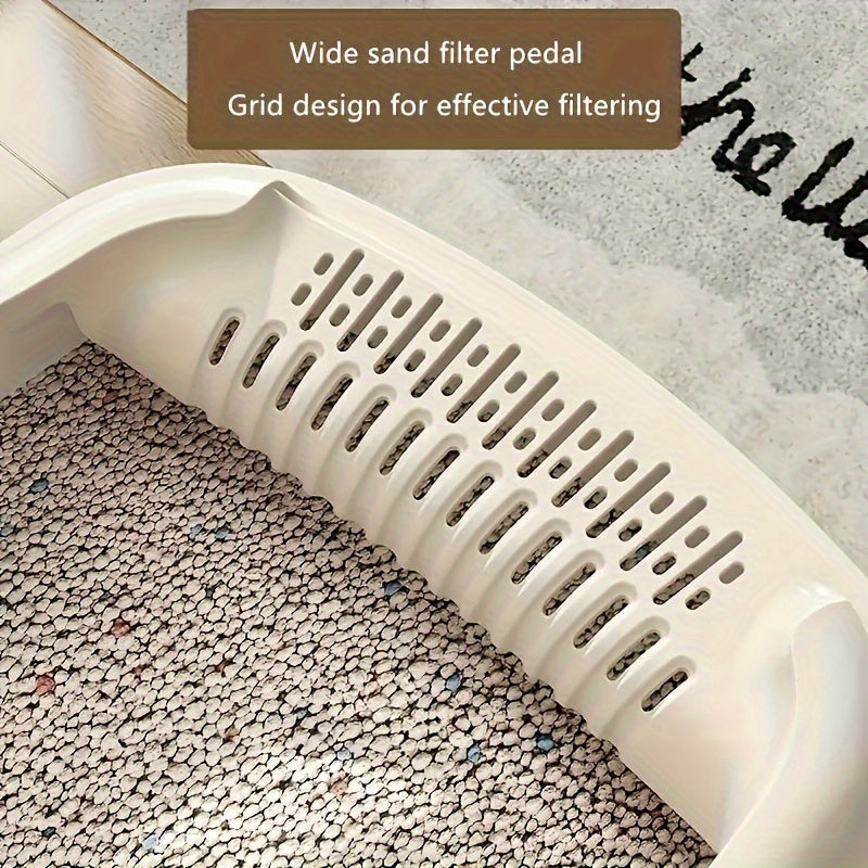 [1pc Oversized Cat Litter] Oversized Semi Enclosed 1pc Cat Litter Box, Anti Sand Small Kitten Litter Box