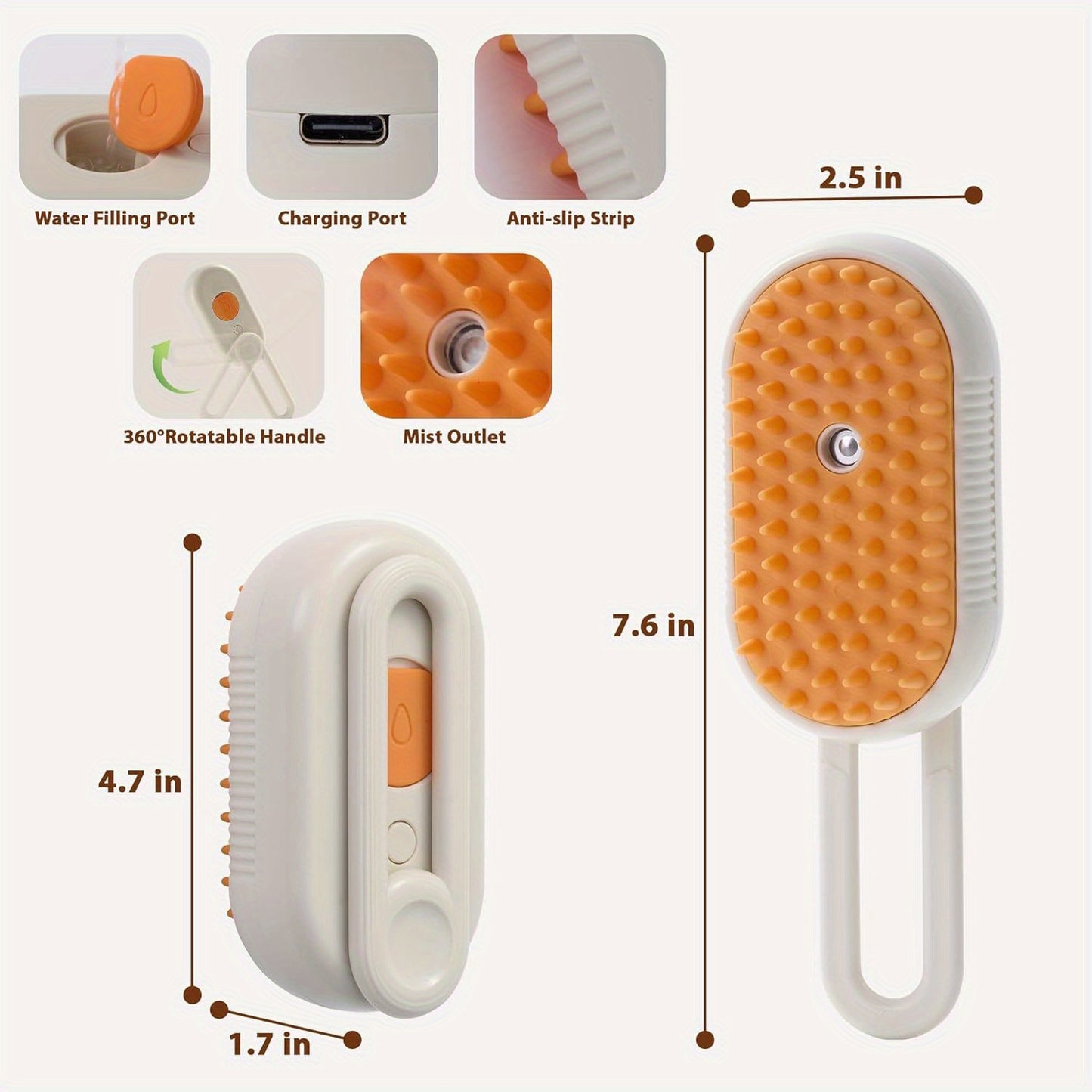 [Steam Cat Brush] 4 in 1 Rechargeable Cat Steam Brush | Anti-Static, Massage, Cleaning, Shedding & Combing All In One - ViralGenius Store