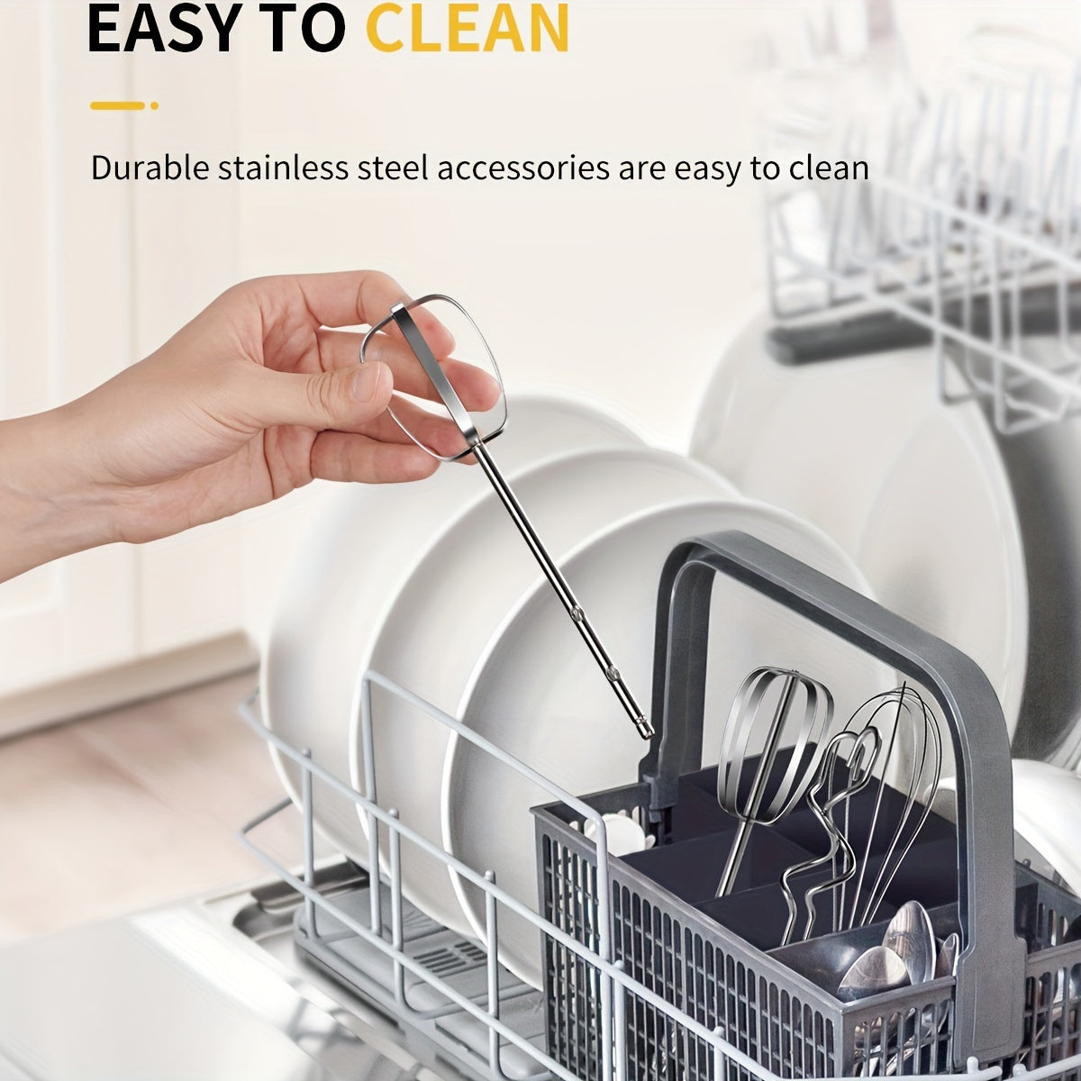 Hand Mixer, 350W Handheld Mixer With Storage Case 5-Speed Plus Turbo Hand Mixer Electric With 5 Stainless Steel Attachments(2 Beaters, 2 Dough Hooks And 1 Whisk), Silver - ViralGenius Store