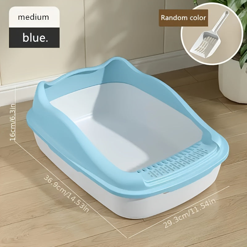 [1pc Oversized Cat Litter] Oversized Semi Enclosed 1pc Cat Litter Box, Anti Sand Small Kitten Litter Box