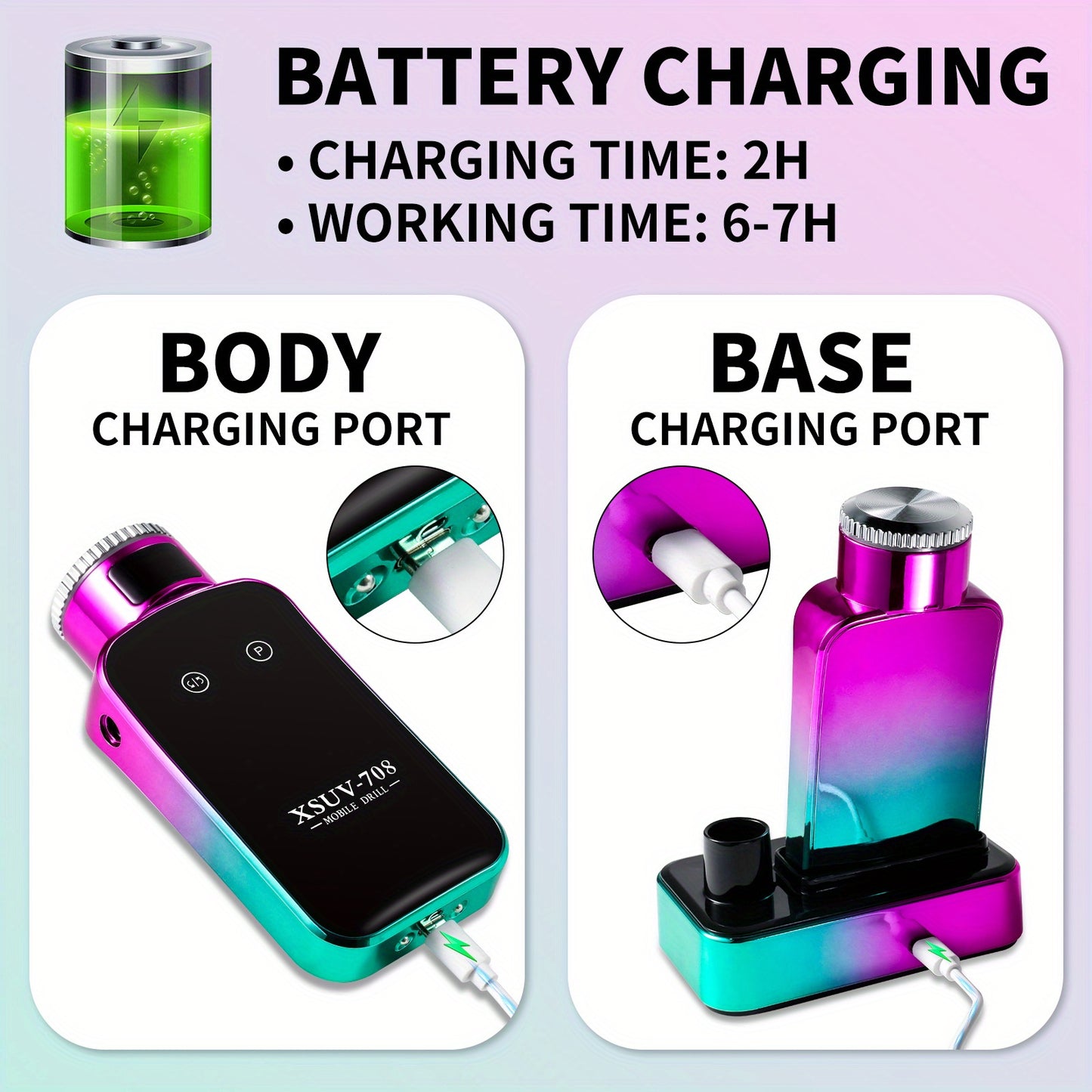 Electric Nail Drill Machine, 45000RPM Professional Nail File Cordless Rechargeable Nail Efile for Acrylic Gel Nails, Manicure Pedicure Polishing Shape Tools for Salon Home Use- Nail Drill - ViralGenius Store