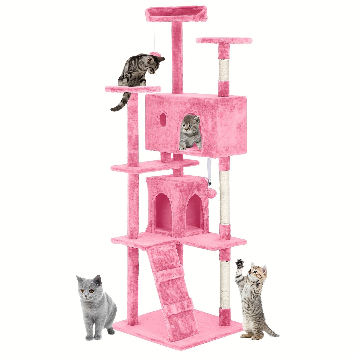 70/54'' Cat Tree, Large Cat Tower Beautiful Perfect Gift for Cats, Multi-Level Furniture Activity Center with Scratching Post Stand House Apartment Fun Toy Kitten Pet Playhouse, Easy to Assemble, Gift - ViralGenius Store