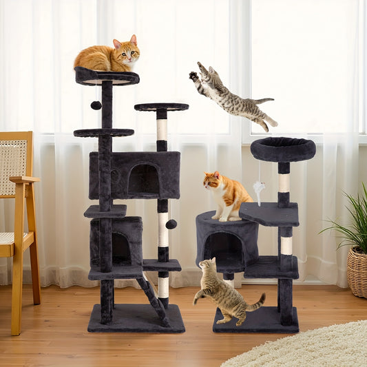 70/54'' Cat Tree, Large Cat Tower Beautiful Perfect Gift for Cats, Multi-Level Furniture Activity Center with Scratching Post Stand House Apartment Fun Toy Kitten Pet Playhouse, Easy to Assemble, Gift