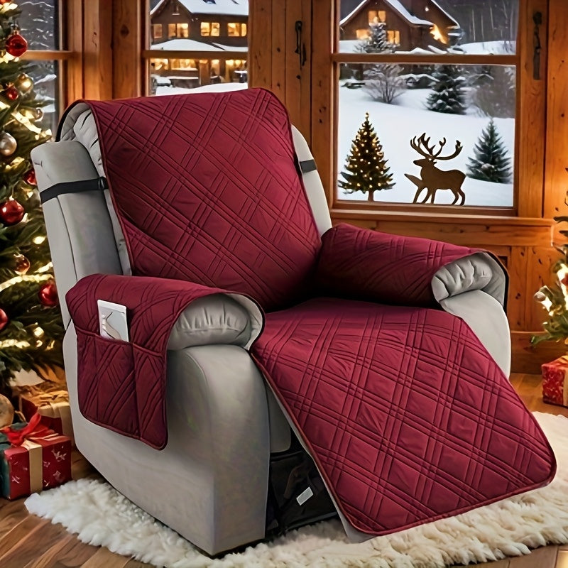 1Pc 100% Waterproof Recliner Chair Cover, Non Slip Recliner Covers For Recliner Chair With Pocket, Pet Scratch-Resistant Sofa Slipcover, Washable Furniture Protector, Easy To Install For Living Room, Home Decor, Halloween Dec - ViralGenius Store