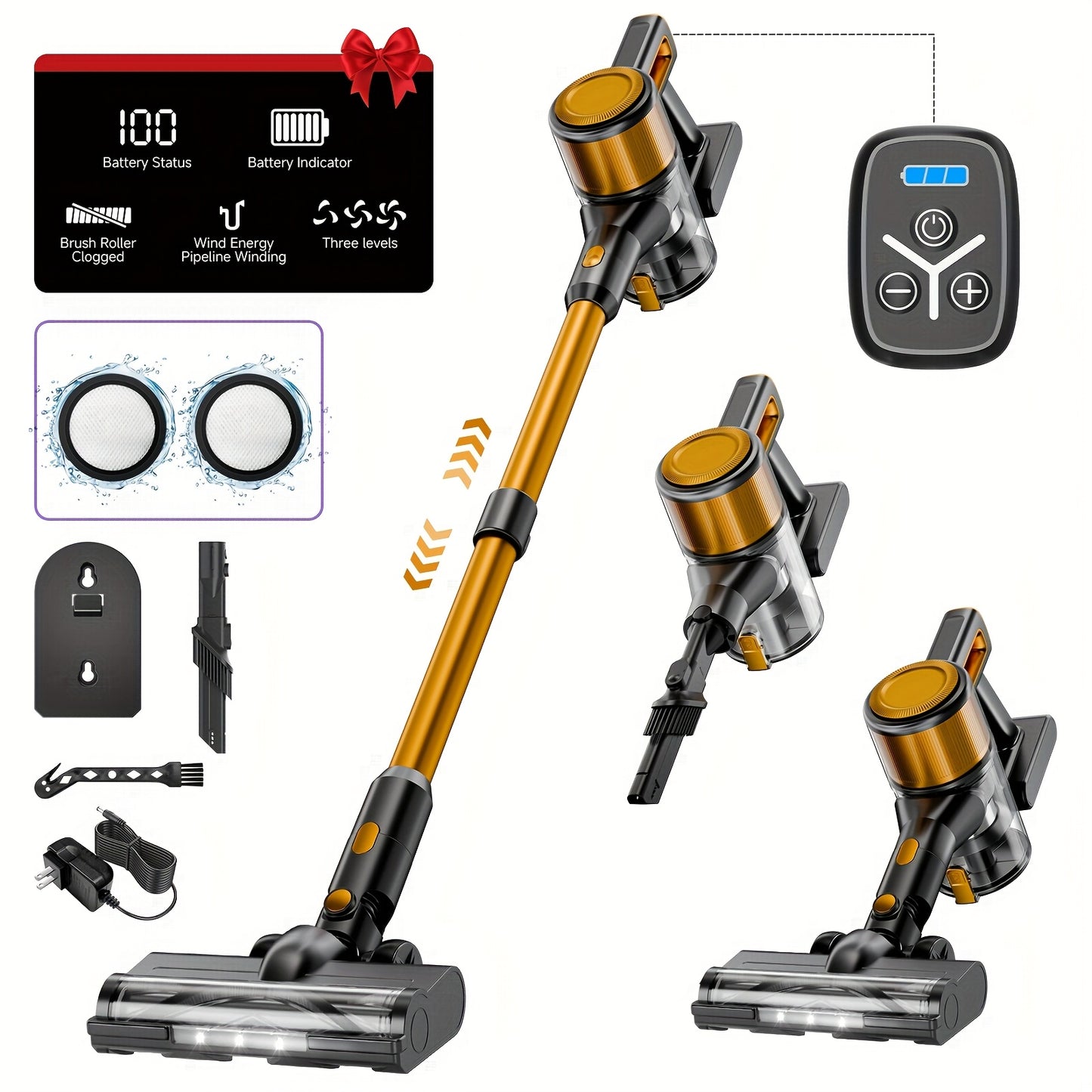 Cordless Vacuum Cleaner, 35000-46000PA Powerful Stick Vacuum, Rechargeable Battery, Vacuum Cleaners for Home Anti-Tangled Lightweight Handheld for Hardwood Floor, Carpets, Pet Hair - ViralGenius Store