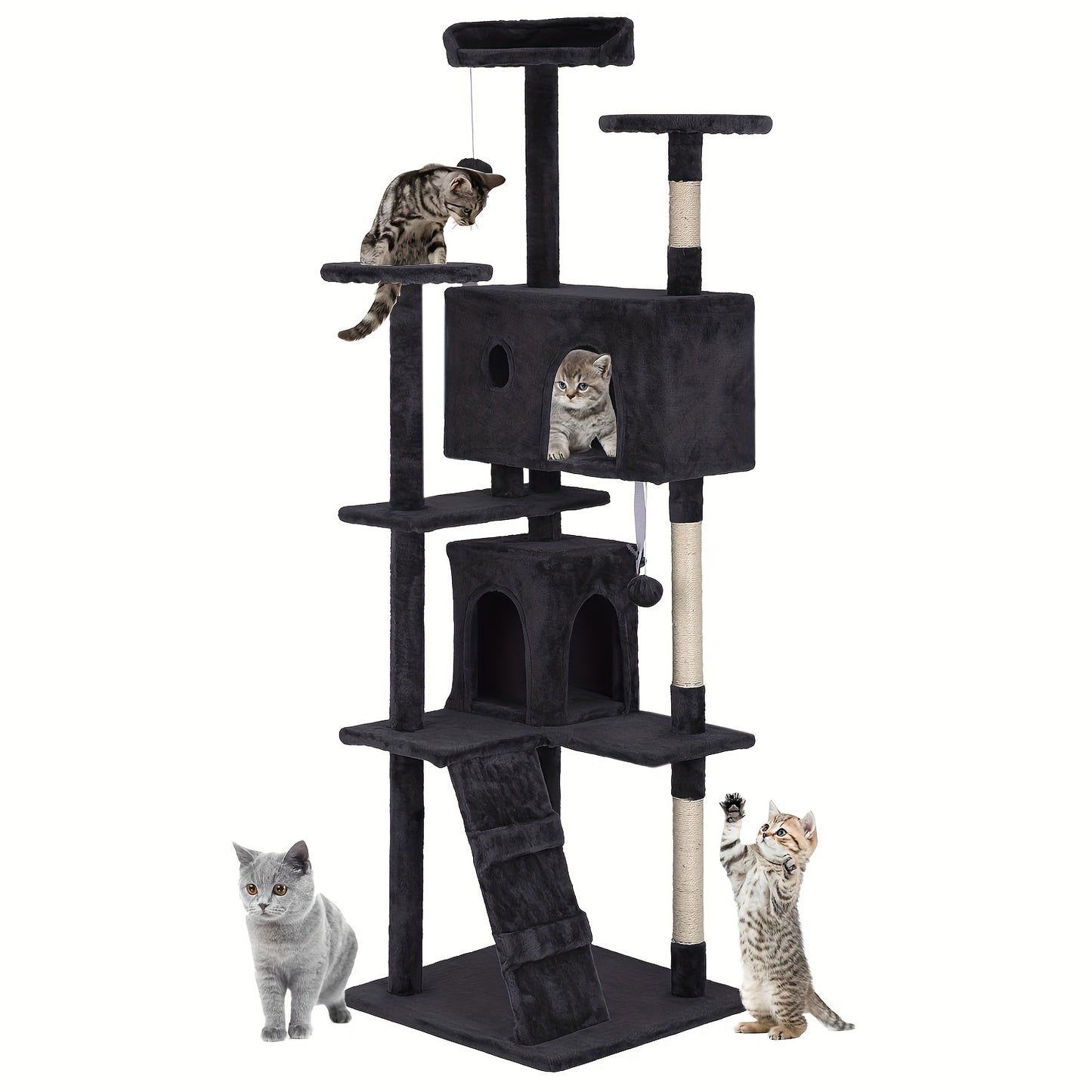 70/54'' Cat Tree, Large Cat Tower Beautiful Perfect Gift for Cats, Multi-Level Furniture Activity Center with Scratching Post Stand House Apartment Fun Toy Kitten Pet Playhouse, Easy to Assemble, Gift - ViralGenius Store