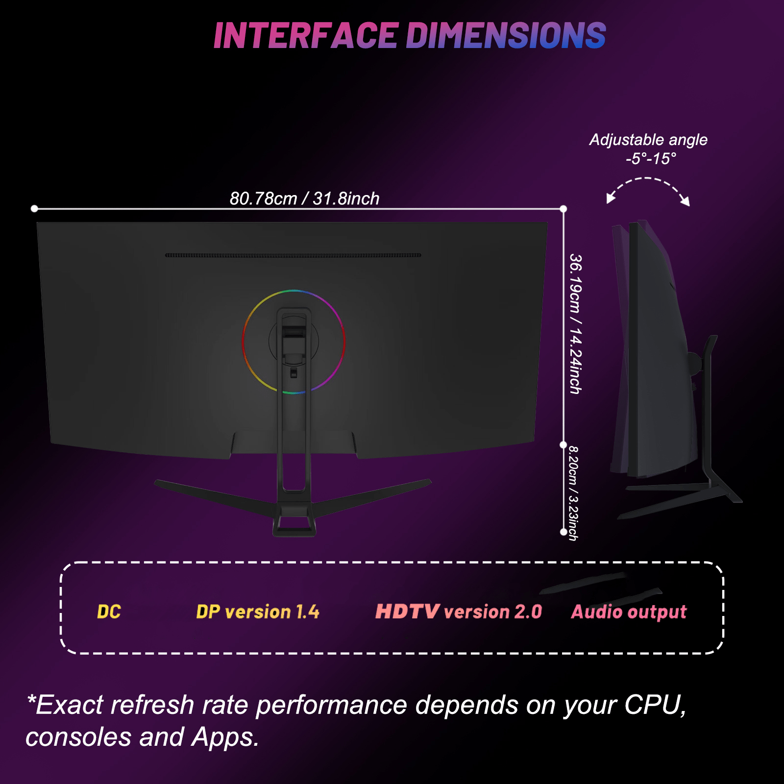 34 Inch Ultrawide Curved Gaming Monitor, 1500R PC Screen 165hz UWQHD 3440x1440 Curved Computer Screen with FreeSync,Support Wallmount 100x100mm - ViralGenius Store