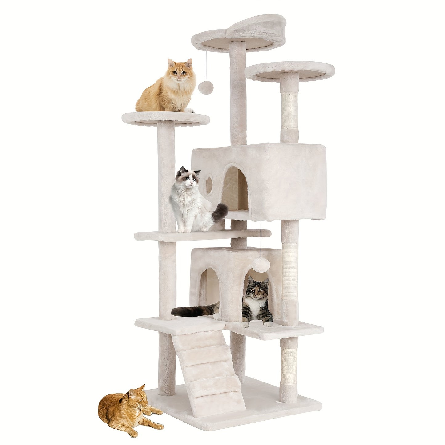 70/54'' Cat Tree, Large Cat Tower Beautiful Perfect Gift for Cats, Multi-Level Furniture Activity Center with Scratching Post Stand House Apartment Fun Toy Kitten Pet Playhouse, Easy to Assemble, Gift - ViralGenius Store