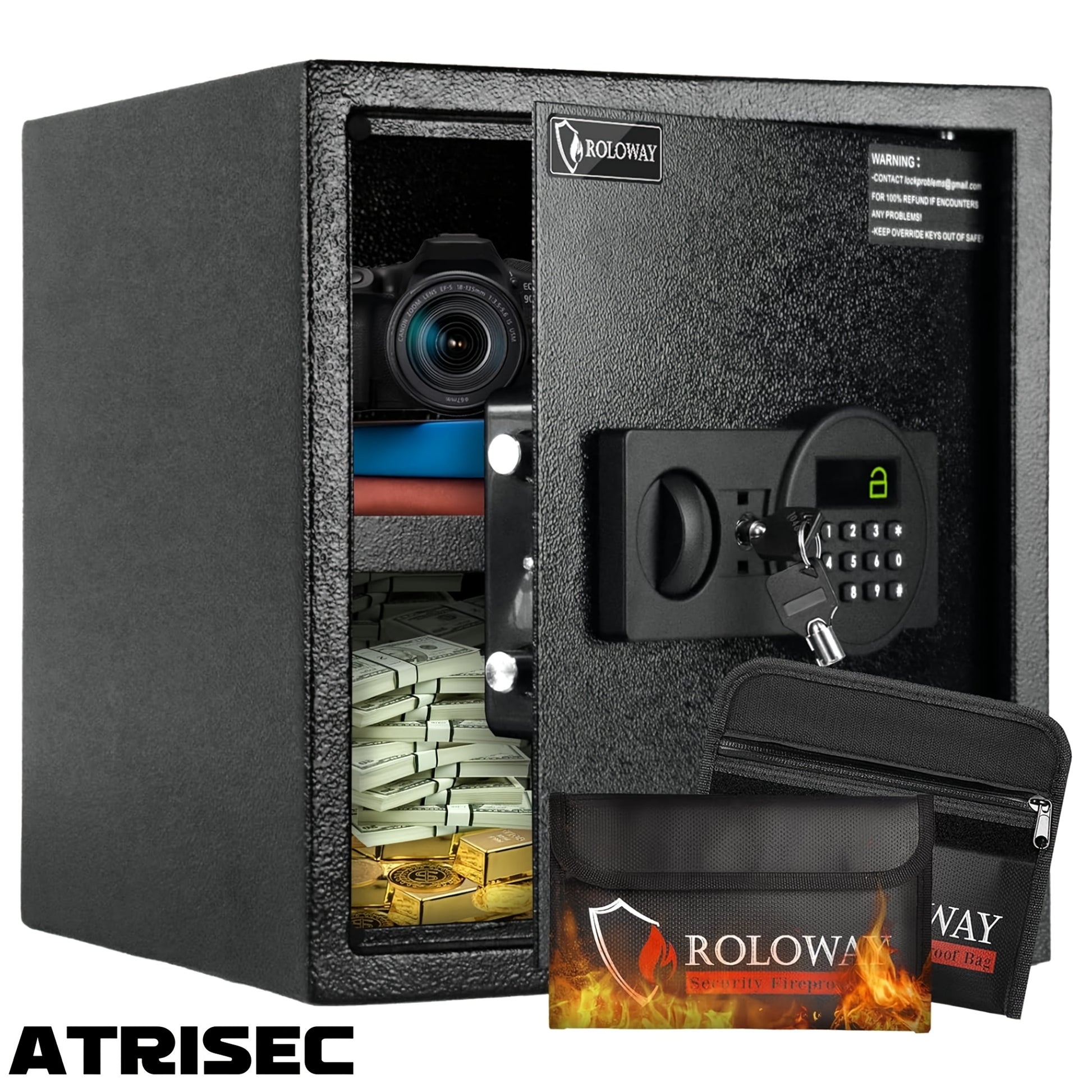 High-Security Fireproof Safes With Complimentary Fire -Resistant Bag | Premium Protection For Documents, Valuables, And Essentials | Available In Multiple Sizes To Suit Diverse Needs - ViralGenius Store