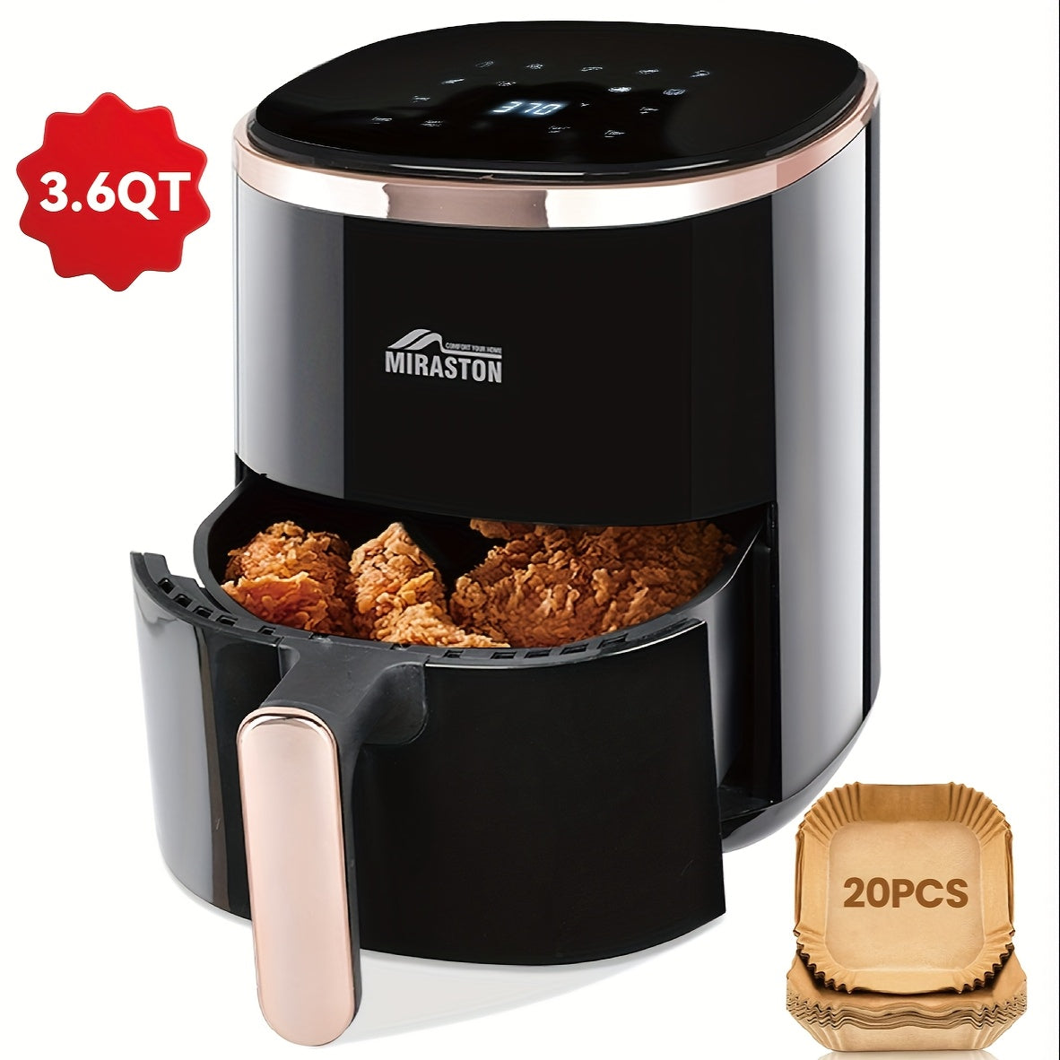 [Air Fryer] 8.5QT/3.6QT Air Fryer, Upgraded Large Capacity Suitable For 5-6 People, Smart Touch Screen For Easy Operation With 8 Preset Functions, Non-stick Coating For Easy Cleaning, Kitchen Accessories, Toaster Oven, Deep F - ViralGenius Store