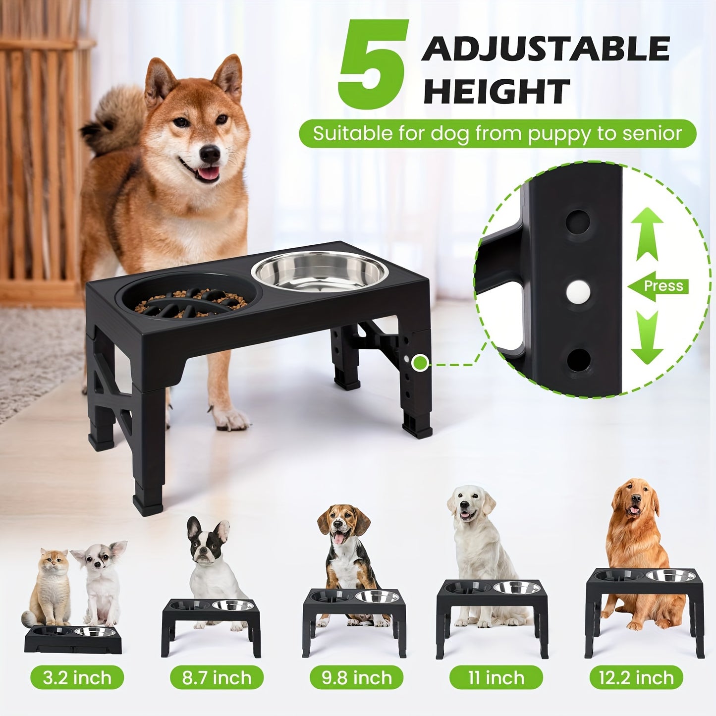 Elevated Dog Bowls Adjustable