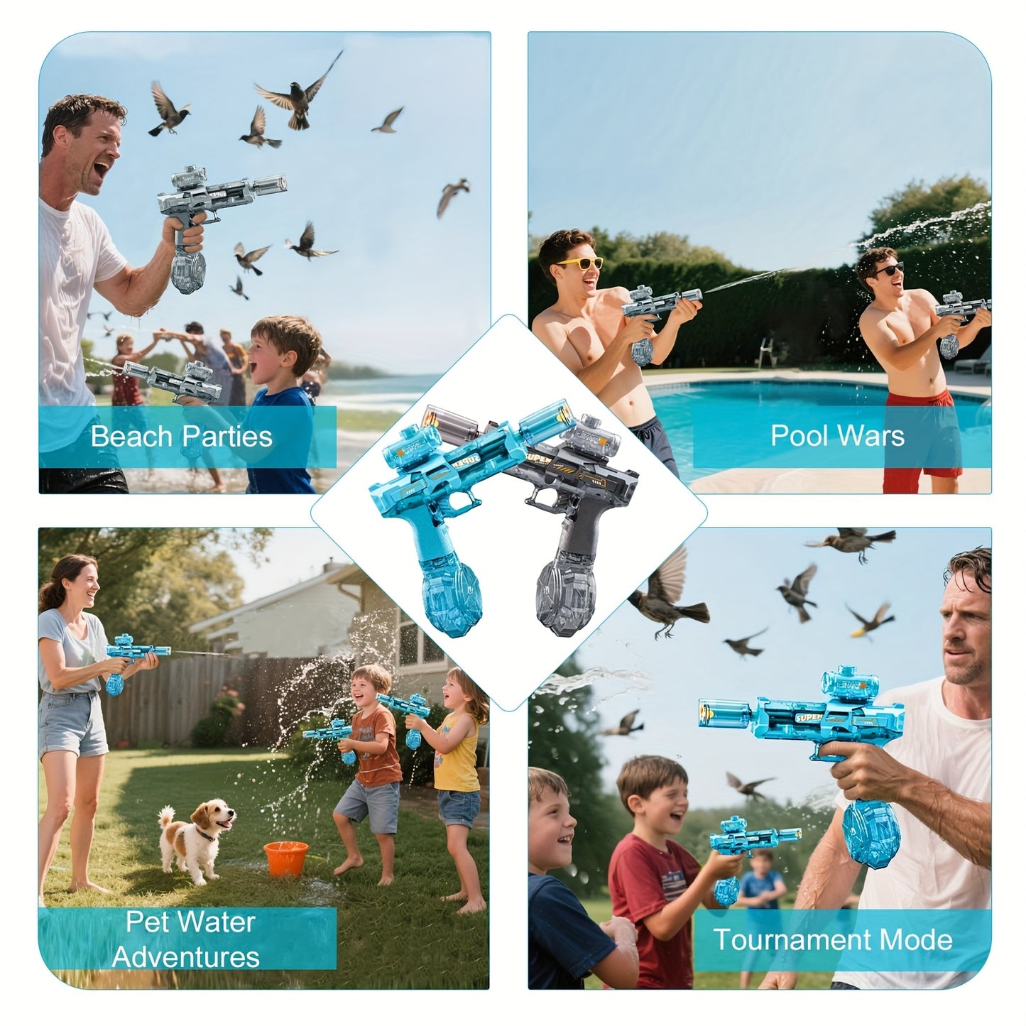 2025 Rapid Fire Super Soaker Electric Water Gun 2pcs - Upgraded High-Speed Pump, 314.96inch Range And LED Flash Mouth | Drum-Shaped Water Tank | Perfect for Pool Parties, Beach Battles, Family Fun - ViralGenius Store