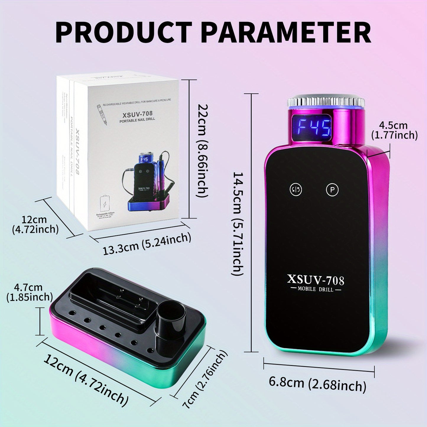 Electric Nail Drill Machine, 45000RPM Professional Nail File Cordless Rechargeable Nail Efile for Acrylic Gel Nails, Manicure Pedicure Polishing Shape Tools for Salon Home Use- Nail Drill - ViralGenius Store