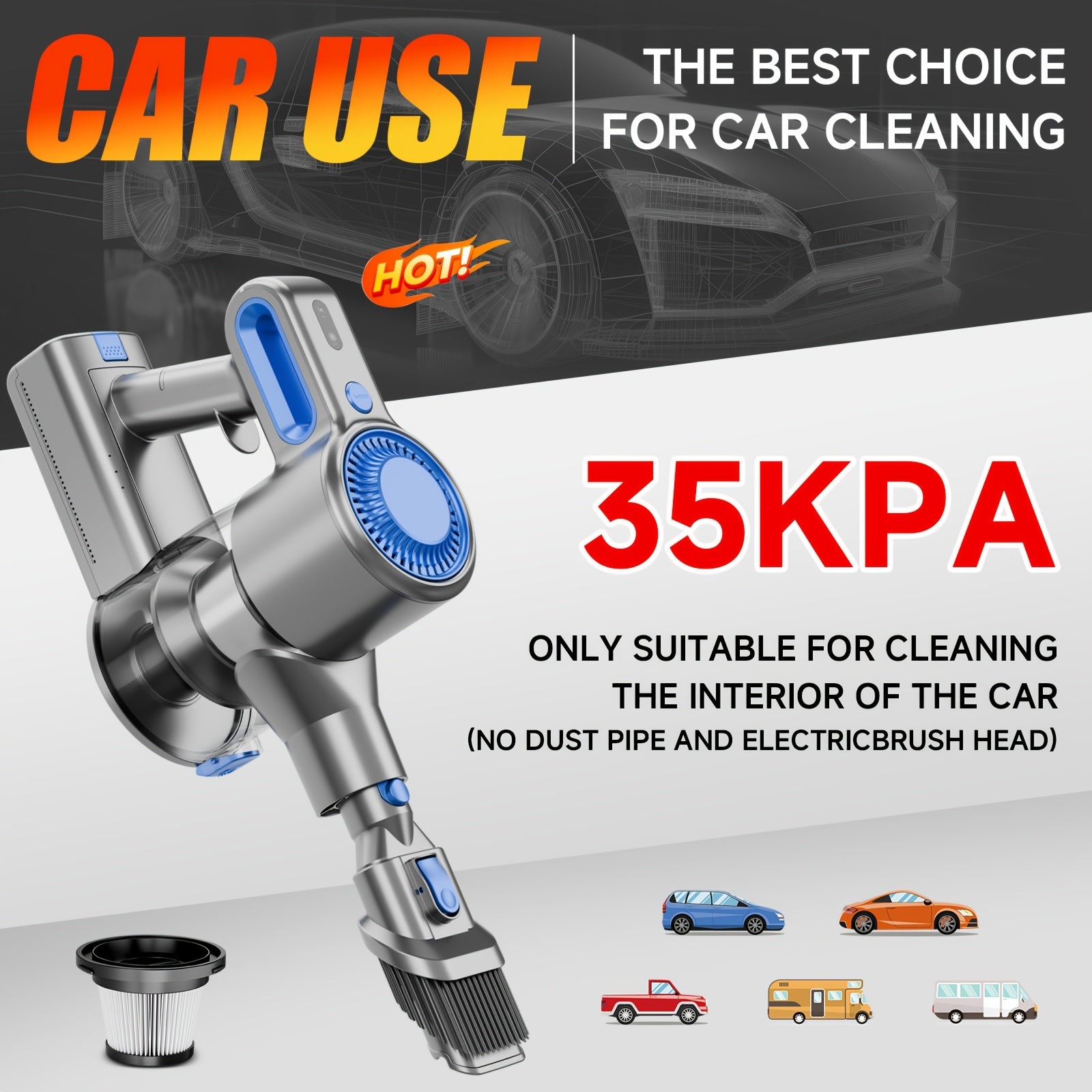 Cordless Vacuum Cleaner, 35000-46000PA Powerful Stick Vacuum, Rechargeable Battery, Vacuum Cleaners for Home Anti-Tangled Lightweight Handheld for Hardwood Floor, Carpets, Pet Hair - ViralGenius Store