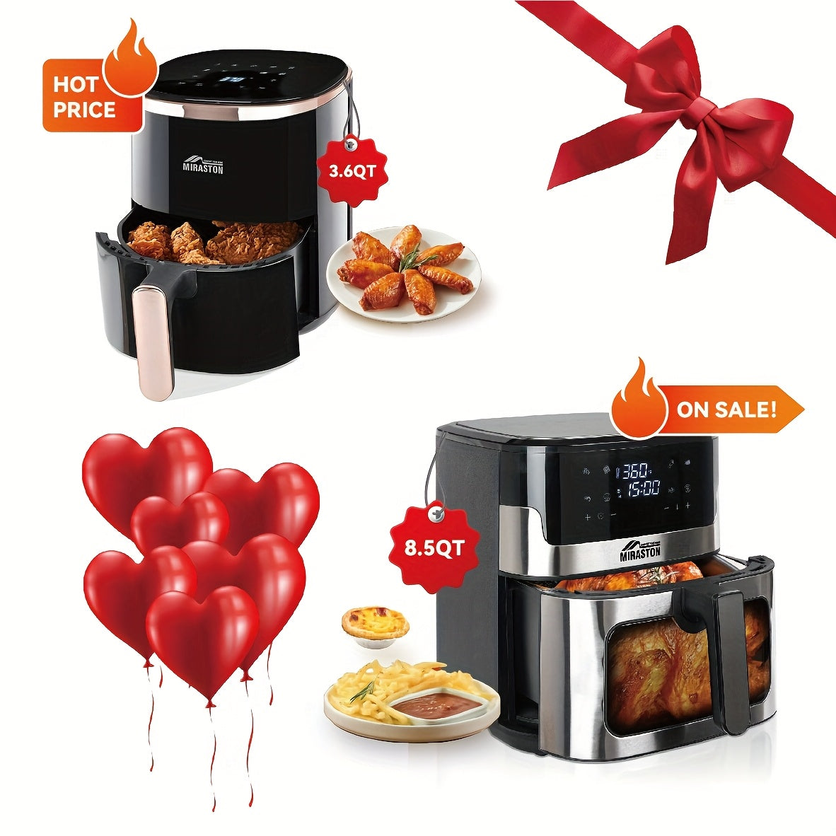 [Air Fryer] 8.5QT/3.6QT Air Fryer, Upgraded Large Capacity Suitable For 5-6 People, Smart Touch Screen For Easy Operation With 8 Preset Functions, Non-stick Coating For Easy Cleaning, Kitchen Accessories, Toaster Oven, Deep F - ViralGenius Store